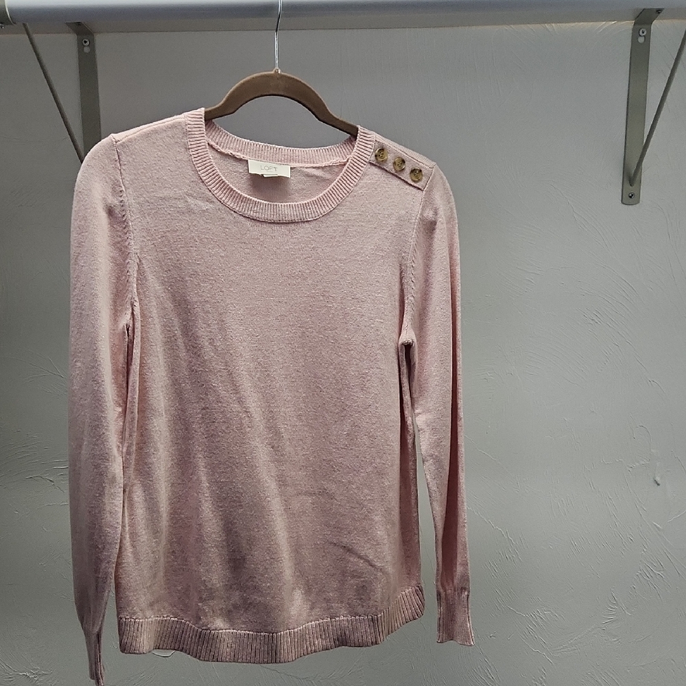 LOFT Heathered Soft Pink  Knit Sweater Size Small